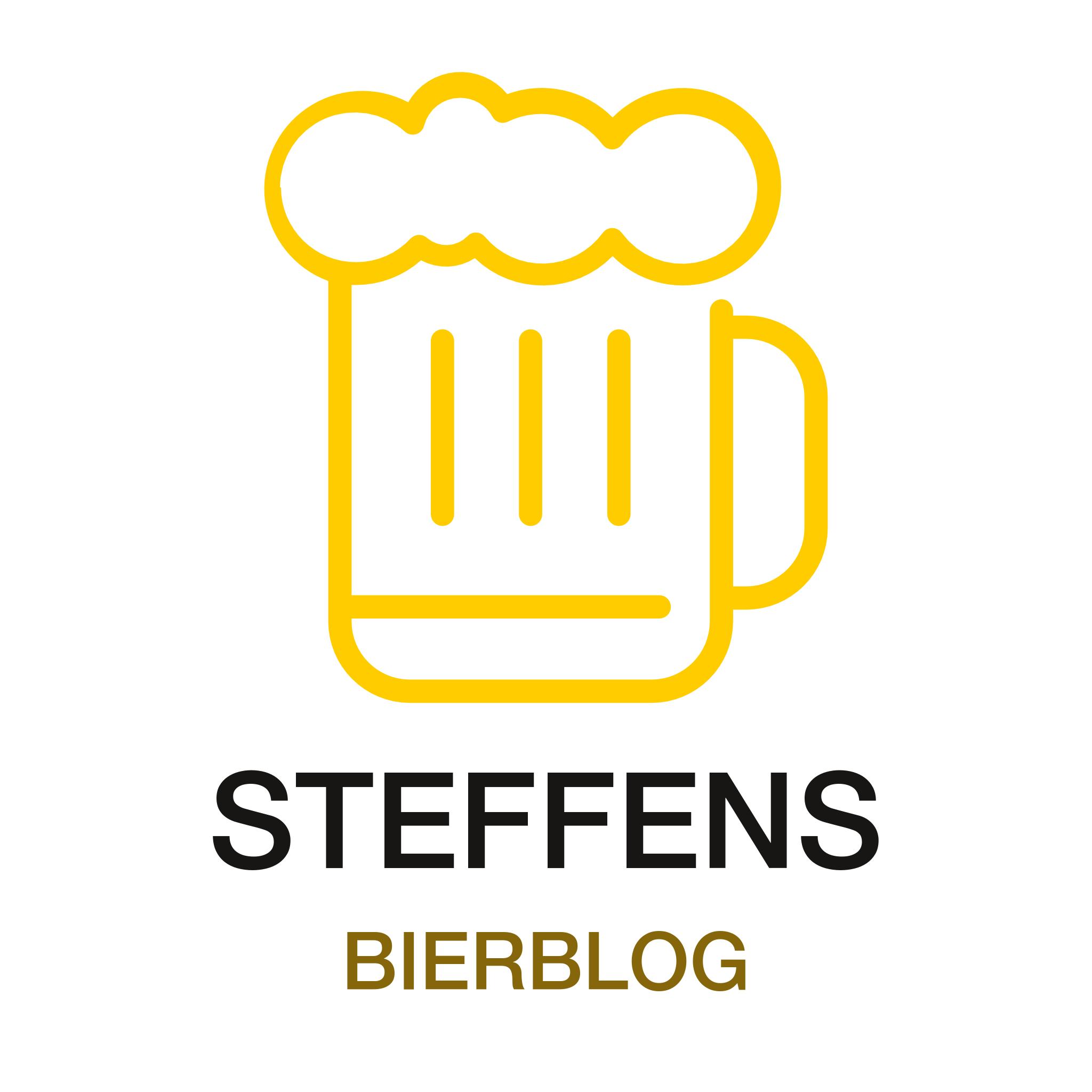 Logo von Steffens Bierblog: Ein Glas ist mit Bier gefüllt und hat eine Schaumkrone, darunter steht in zwei Zeilen Steffens Bierblog